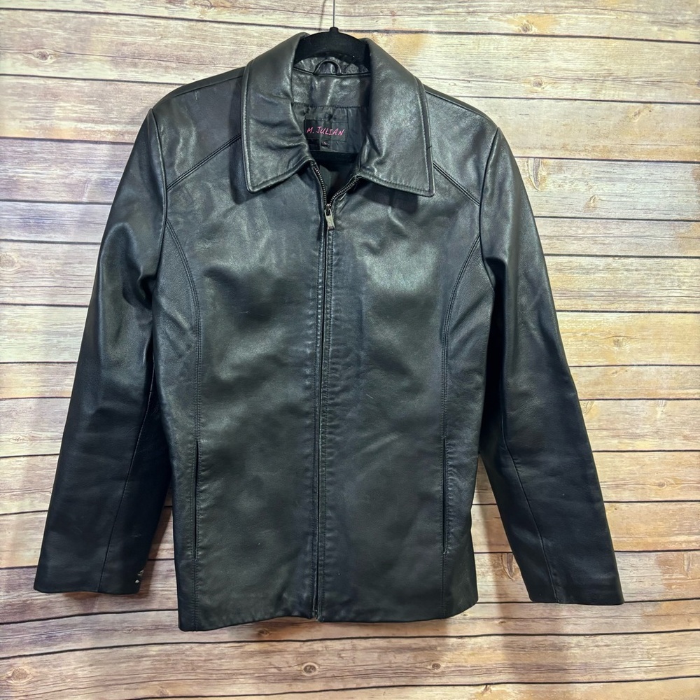 M Julian X Wilson Black Leather Jacket Size Large Large